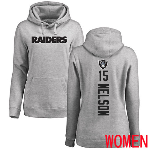 Oakland Raiders Ash Women J J Nelson Backer NFL Football 15 Pullover Hoodie Sweatshirts